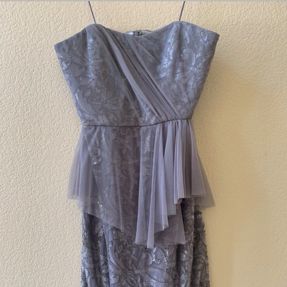 Badgley Mischka Size 10 Grey Sequin Dress - Picture 1 of 5